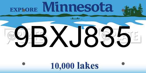 9BXJ835 Minnesota License Plate