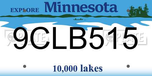 9CLB515 Minnesota License Plate