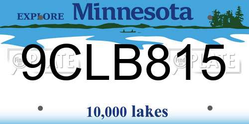 9CLB815 Minnesota License Plate