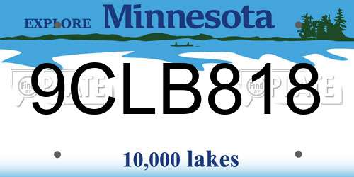 9CLB818 Minnesota License Plate