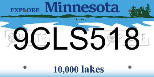 9CLS518 Minnesota License Plate