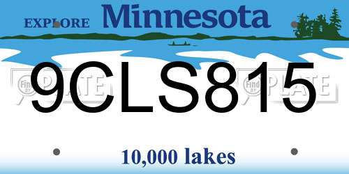 9CLS815 Minnesota License Plate