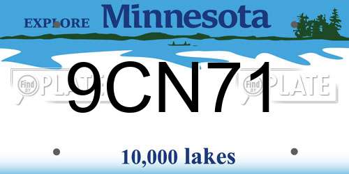 9CN71 Minnesota License Plate