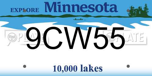 9CW55 Minnesota License Plate