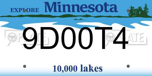 9D00T4 Minnesota License Plate