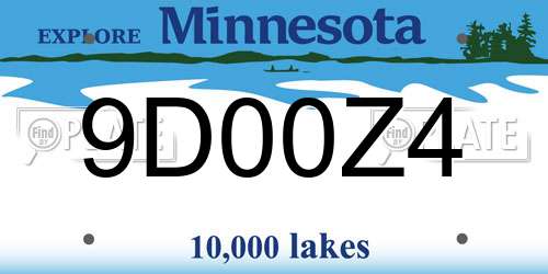 9D00Z4 Minnesota License Plate