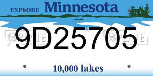 9D25705 Minnesota License Plate