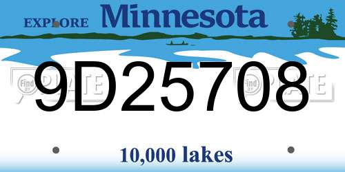 9D25708 Minnesota License Plate