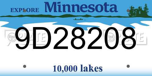 9D28208 Minnesota License Plate