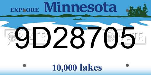 9D28705 Minnesota License Plate
