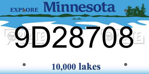 9D28708 Minnesota License Plate