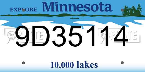 9D35114 Minnesota License Plate