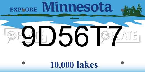 9D56T7 Minnesota License Plate