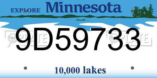 9D59733 Minnesota License Plate