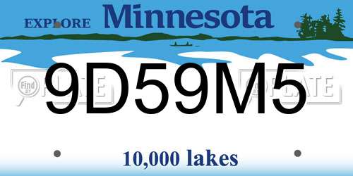 9D59M5 Minnesota License Plate