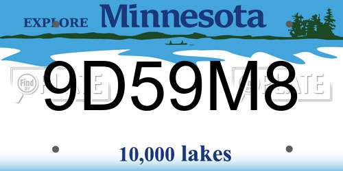 9D59M8 Minnesota License Plate