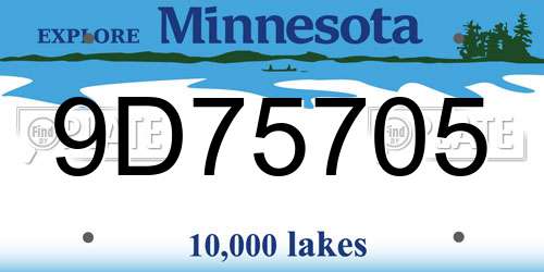 9D75705 Minnesota License Plate