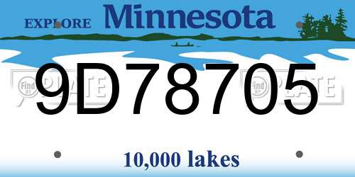 9D78705 Minnesota License Plate