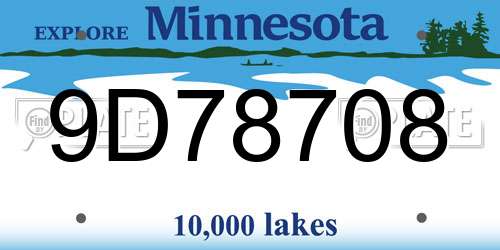 9D78708 Minnesota License Plate
