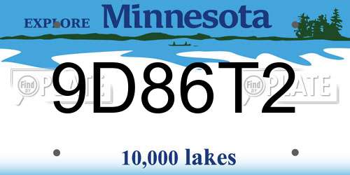 9D86T2 Minnesota License Plate
