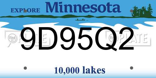 9D95Q2 Minnesota License Plate