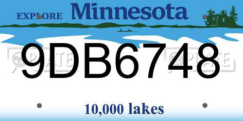 9DB6748 Minnesota License Plate
