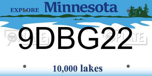 9DBG22 Minnesota License Plate