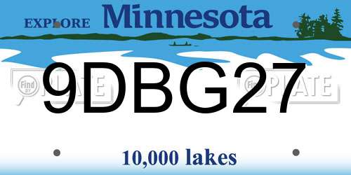 9DBG27 Minnesota License Plate