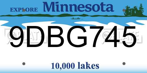 9DBG745 Minnesota License Plate