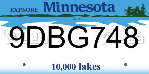 9DBG748 Minnesota License Plate