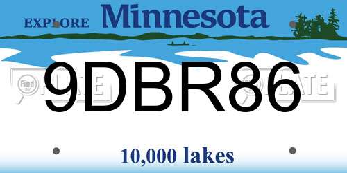 9DBR86 Minnesota License Plate