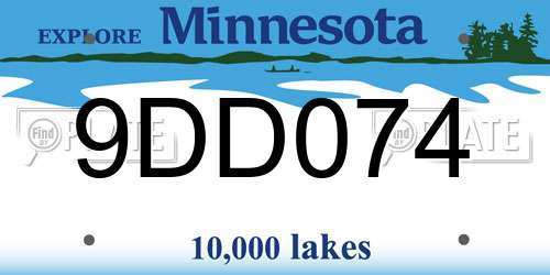 9DD074 Minnesota License Plate