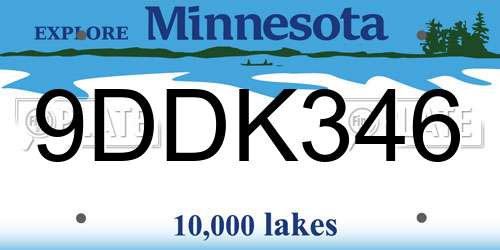 9DDK346 Minnesota License Plate
