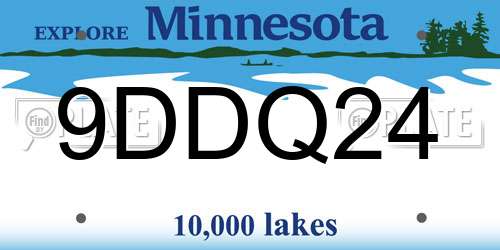 9DDQ24 Minnesota License Plate