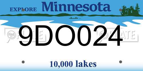 9DO024 Minnesota License Plate