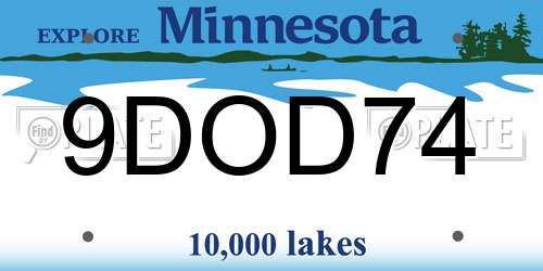 9DOD74 Minnesota License Plate