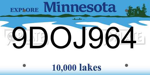 9DOJ964 Minnesota License Plate
