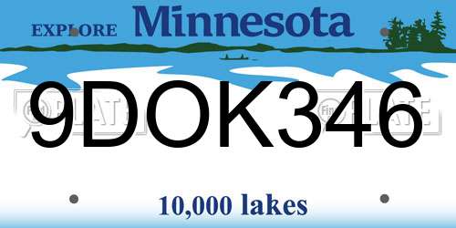 9DOK346 Minnesota License Plate