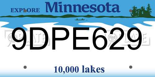 9DPE629 Minnesota License Plate