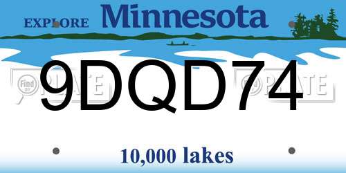 9DQD74 Minnesota License Plate