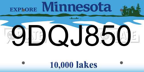 9DQJ850 Minnesota License Plate