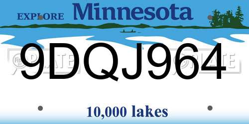 9DQJ964 Minnesota License Plate