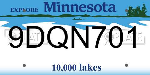 9DQN701 Minnesota License Plate