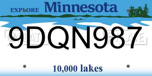 9DQN987 Minnesota License Plate
