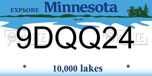 9DQQ24 Minnesota License Plate