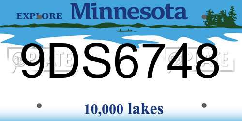 9DS6748 Minnesota License Plate
