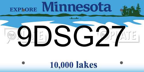 9DSG27 Minnesota License Plate