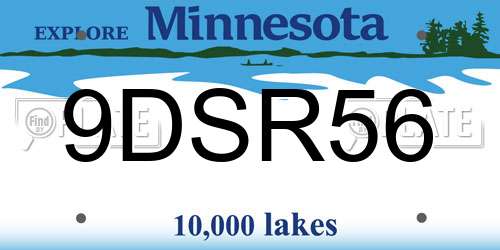 9DSR56 Minnesota License Plate