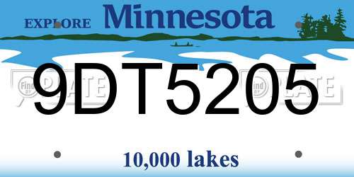9DT5205 Minnesota License Plate