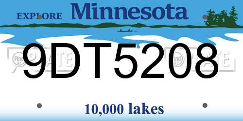 9DT5208 Minnesota License Plate